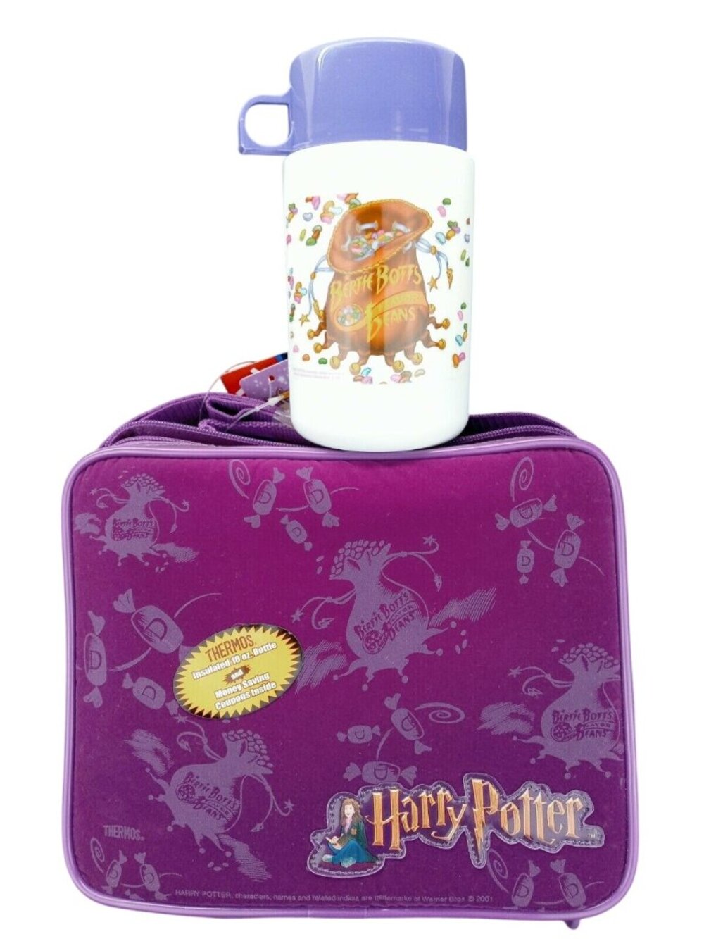 Vintage Harry Potter Hermione Purple Botts Beans Vintage Lunch Bag Thermos New - Picture 2 of 12